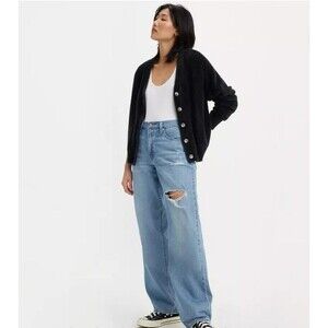 Levi's Premium Women's Ripped Baggy Dad Jeans Straight Denim Size 27x30 NEW